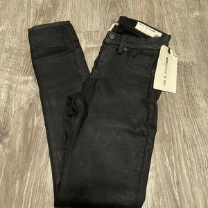 NEW Rag & Bone $187 High Rise Skinny Jeans Black Coated Winkl Denim 26